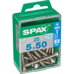 Lot de 25 vis inox tête fraisée torx SPAX, Diam.5 mm x L.50 mm - SPAX