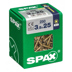 Lot de 250 vis acier tête fraisée pozidriv SPAX, Diam.3.5 mm x L.25 mm de marque SPAX, référence: B6212300