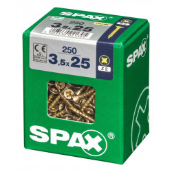 Lot de 250 vis acier tête fraisée pozidriv SPAX, Diam.3.5 mm x L.25 mm - SPAX