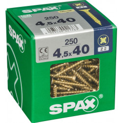 Lot de 250 vis acier tête fraisée pozidriv SPAX, Diam.4.5 mm x L.40 mm - SPAX