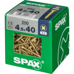 Lot de 250 vis acier tête fraisée pozidriv SPAX, Diam.4.5 mm x L.40 mm - SPAX