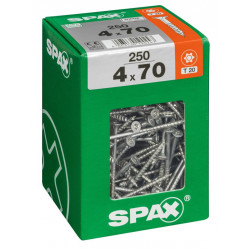 Lot de 250 vis acier tête fraisée torx SPAX, Diam.4 mm x L.70 mm de marque SPAX, référence: B6212600