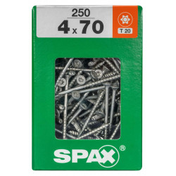 Lot de 250 vis acier tête fraisée torx SPAX, Diam.4 mm x L.70 mm - SPAX