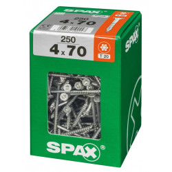 Lot de 250 vis acier tête fraisée torx SPAX, Diam.4 mm x L.70 mm - SPAX