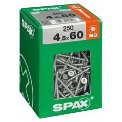 Lot de 250 vis acier tête fraisée torx SPAX, Diam.4.5 mm x L.60 mm de marque SPAX, référence: B6212700