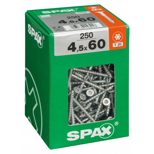 Lot de 250 vis acier tête fraisée torx SPAX, Diam.4.5 mm x L.60 mm - SPAX