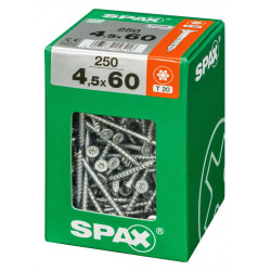 Lot de 250 vis acier tête fraisée torx SPAX, Diam.4.5 mm x L.60 mm - SPAX