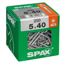Lot de 250 vis acier tête fraisée torx SPAX, Diam.5 mm x L.40 mm de marque SPAX, référence: B6212800