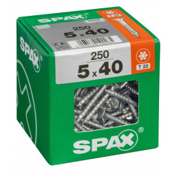 Lot de 250 vis acier tête fraisée torx SPAX, Diam.5 mm x L.40 mm - SPAX