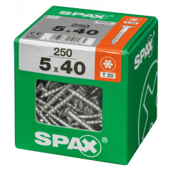 Lot de 250 vis acier tête fraisée torx SPAX, Diam.5 mm x L.40 mm - SPAX