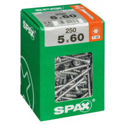 Lot de 250 vis acier tête fraisée torx SPAX, Diam.5 mm x L.60 mm de marque SPAX, référence: B6212900