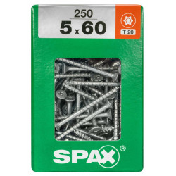 Lot de 250 vis acier tête fraisée torx SPAX, Diam.5 mm x L.60 mm - SPAX