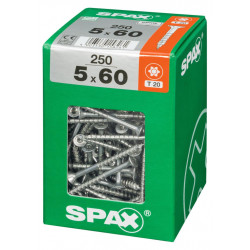 Lot de 250 vis acier tête fraisée torx SPAX, Diam.5 mm x L.60 mm - SPAX