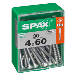 Lot de 30 vis acier tête autofraisée plate SPAX, Diam.4 mm x L.60 mm de marque SPAX, référence: B6213800