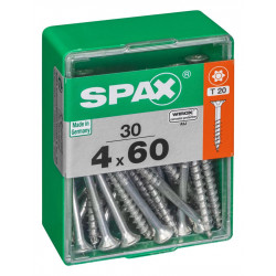 Lot de 30 vis acier tête autofraisée plate SPAX, Diam.4 mm x L.60 mm - SPAX