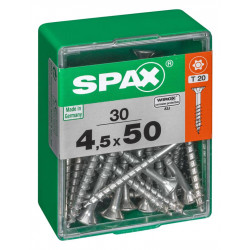 Lot de 30 vis acier tête autofraisée plate SPAX, Diam.4.5 mm x L.50 mm de marque SPAX, référence: B6213900