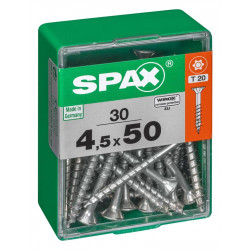 Lot de 30 vis acier tête autofraisée plate SPAX, Diam.4.5 mm x L.50 mm - SPAX