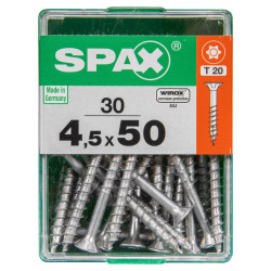 Lot de 30 vis acier tête autofraisée plate SPAX, Diam.4.5 mm x L.50 mm - SPAX