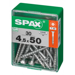 Lot de 30 vis acier tête autofraisée plate SPAX, Diam.4.5 mm x L.50 mm - SPAX