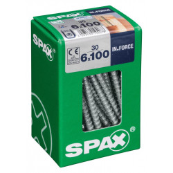 Lot de 30 vis acier tête cylindrique SPAX, Diam.6 mm x L.100 mm - SPAX