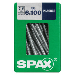 Lot de 30 vis acier tête cylindrique SPAX, Diam.6 mm x L.100 mm - SPAX