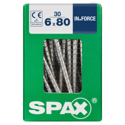 Lot de 30 vis acier tête cylindrique SPAX, Diam.6 mm x L.80 mm - SPAX