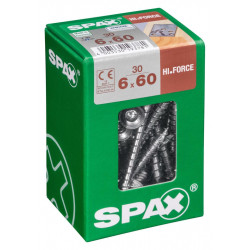 Lot de 30 vis acier tête fraisée bombée torx SPAX, Diam.6 mm x L.60 mm de marque SPAX, référence: B6214400