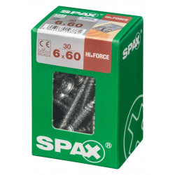 Lot de 30 vis acier tête fraisée bombée torx SPAX, Diam.6 mm x L.60 mm - SPAX