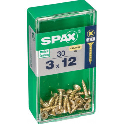 Lot de 30 vis acier tête fraisée pozidriv SPAX, Diam.3 mm x L.12 mm - SPAX