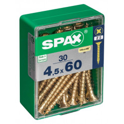 Lot de 30 vis acier tête fraisée pozidriv SPAX, Diam.4.5 mm x L.60 mm - SPAX