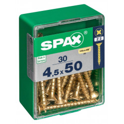 Lot de 30 vis acier tête fraisée SPAX, Diam.4.5 mm x L.50 mm de marque SPAX, référence: B6214700
