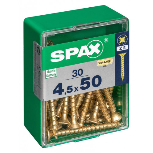 Lot de 30 vis acier tête fraisée SPAX, Diam.4.5 mm x L.50 mm - SPAX