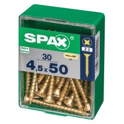 Lot de 30 vis acier tête fraisée SPAX, Diam.4.5 mm x L.50 mm - SPAX