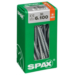 Lot de 30 vis acier tête fraisée torx SPAX, Diam.6 mm x L.100 mm - SPAX