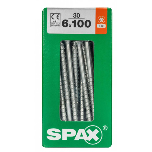 Lot de 30 vis acier tête fraisée torx SPAX, Diam.6 mm x L.100 mm - SPAX