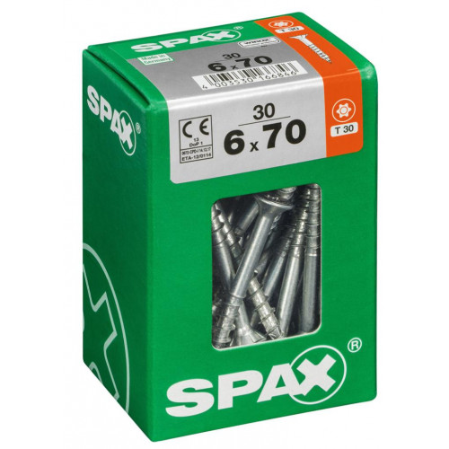 Lot de 30 vis acier tête fraisée torx SPAX, Diam.6 mm x L.70 mm - SPAX