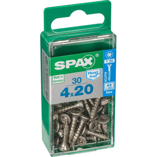 Lot de 30 vis inox tête fraisée torx SPAX, Diam.4 mm x L.20 mm - SPAX