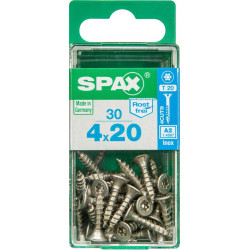 Lot de 30 vis inox tête fraisée torx SPAX, Diam.4 mm x L.20 mm - SPAX