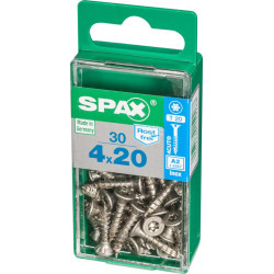 Lot de 30 vis inox tête fraisée torx SPAX, Diam.4 mm x L.20 mm - SPAX