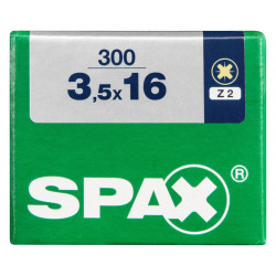 Lot de 300 vis acier tête fraisée pozidriv SPAX, Diam.3.5 mm x L.16 mm - SPAX