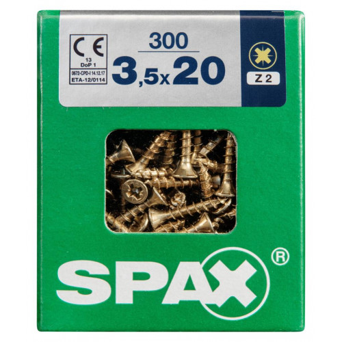 Lot de 300 vis acier tête fraisée pozidriv SPAX, Diam.3.5 mm x L.20 mm - SPAX