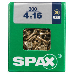 Lot de 300 vis acier tête fraisée pozidriv SPAX, Diam.4 mm x L.16 mm - SPAX