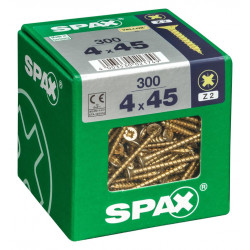 Lot de 300 vis acier tête fraisée pozidriv SPAX, Diam.4 mm x L.45 mm de marque SPAX, référence: B6215700