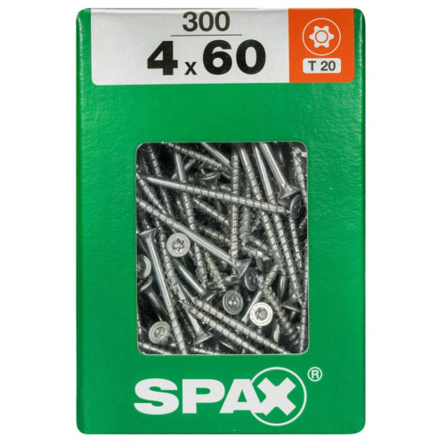 Lot de 300 vis acier tête fraisée torx SPAX, Diam.4 mm x L.60 mm - SPAX