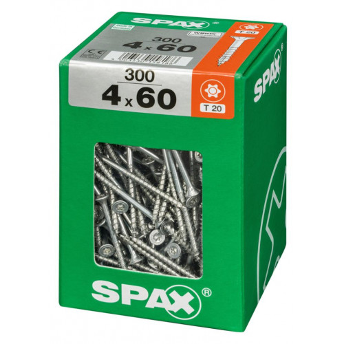 Lot de 300 vis acier tête fraisée torx SPAX, Diam.4 mm x L.60 mm - SPAX