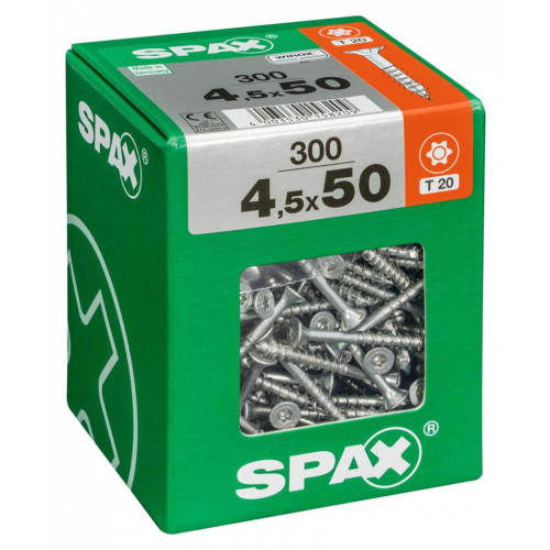 Lot de 300 vis acier tête fraisée torx SPAX, Diam.4.5 mm x L.50 mm - SPAX