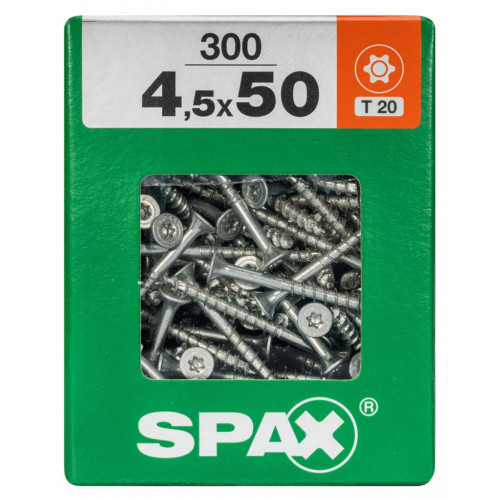 Lot de 300 vis acier tête fraisée torx SPAX, Diam.4.5 mm x L.50 mm - SPAX