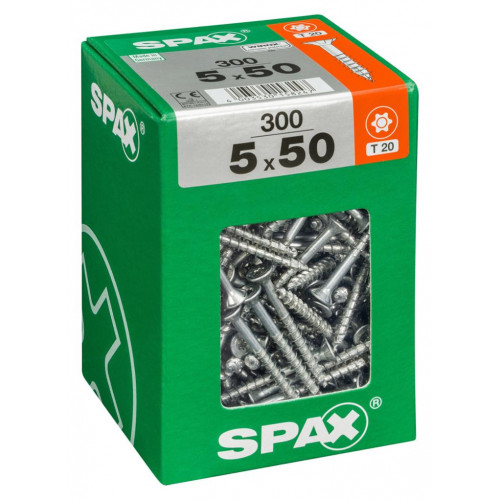 Lot de 300 vis acier tête fraisée torx SPAX, Diam.5 mm x L.50 mm - SPAX