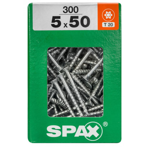 Lot de 300 vis acier tête fraisée torx SPAX, Diam.5 mm x L.50 mm - SPAX