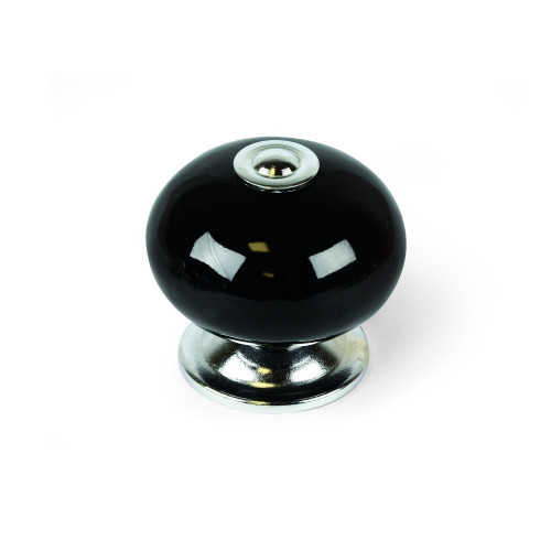 Lot de 4 boutons de meuble Boule noir porcelaine H.38 x l.40 x P.40 mm - REI